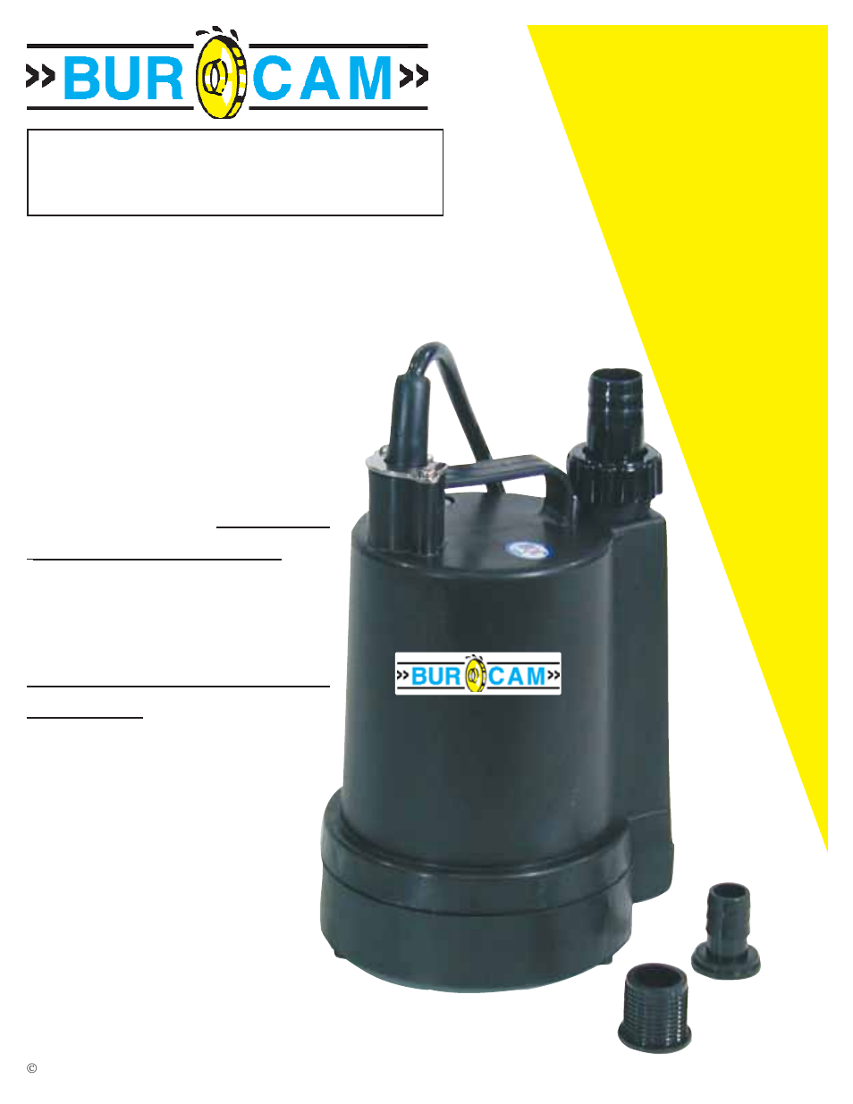 Burcam 300507P UTILITY SUBMERSIBLE PUMP 1/4HP 115V User Manual | 4 pages