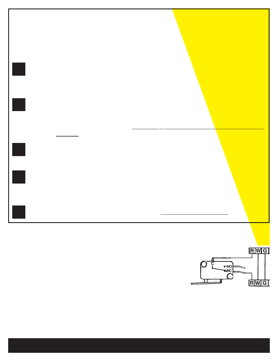 Safety instructions, Ab c d e, Safety switch connection | Burcam 310100 CONDENSATE WATER PUMP User Manual | Page 2 / 6