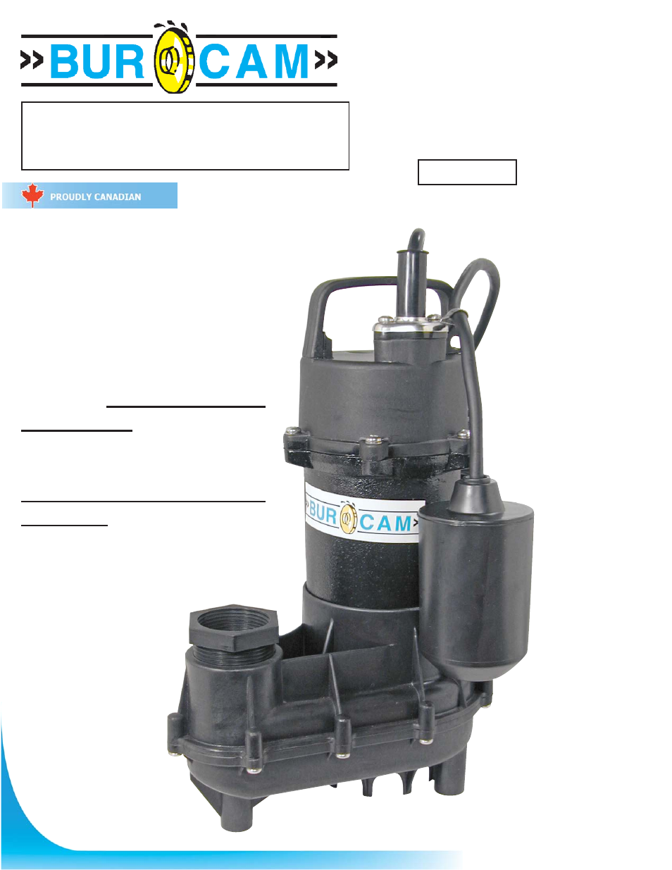 Burcam 300620 1/2HP 115V EFFLUENT PUMP MECHANICAL SWITCH User Manual | 6 pages