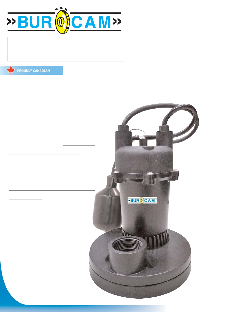 Burcam 300500 SUBMERSIBLE SUMP PUMP 1/3HP 115V User Manual | 6 pages