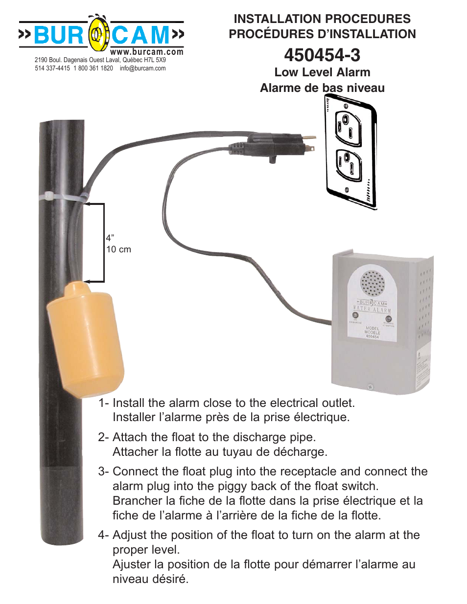 Burcam 450454 HIGH LEVEL ALARM FLOAT 450453 10/90DEG User Manual | Page 2 / 2