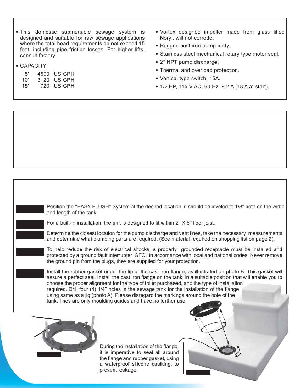 Installation steps, Important notice | Burcam 450475 EASYFLUSH TOILET SYSTEM 1/2HP 115V User Manual | Page 3 / 12
