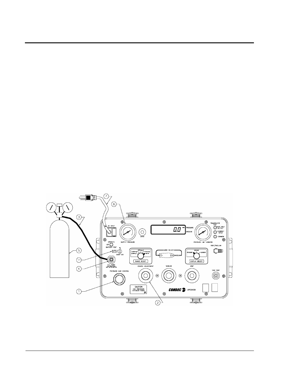 0 operation, 1 pressure cylinder filling procedure | Condec UPC5110 User Manual | Page 7 / 55
