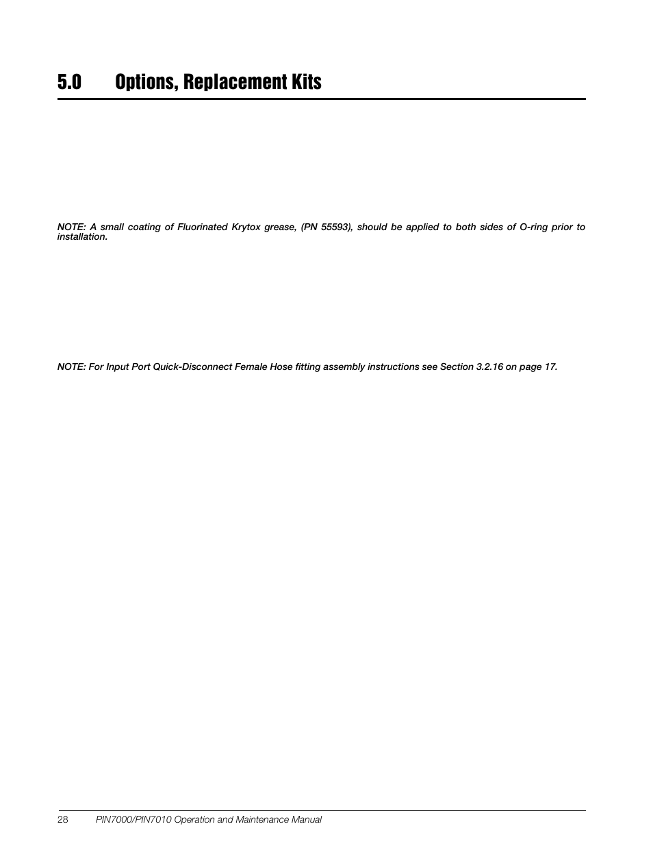0 options, replacement kits | Condec PIN7010 User Manual | Page 30 / 33