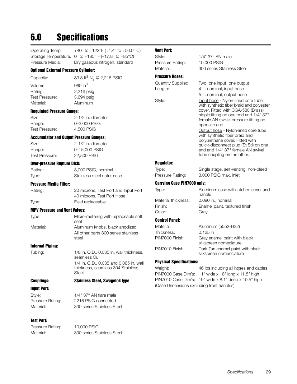 0 specifications | Condec PIN7010 User Manual | Page 31 / 33