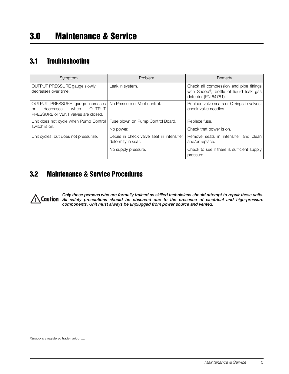 0 maintenance & service, 1 troubleshooting, 2 maintenance & service procedures | Aution | Condec PIN7010 User Manual | Page 9 / 33