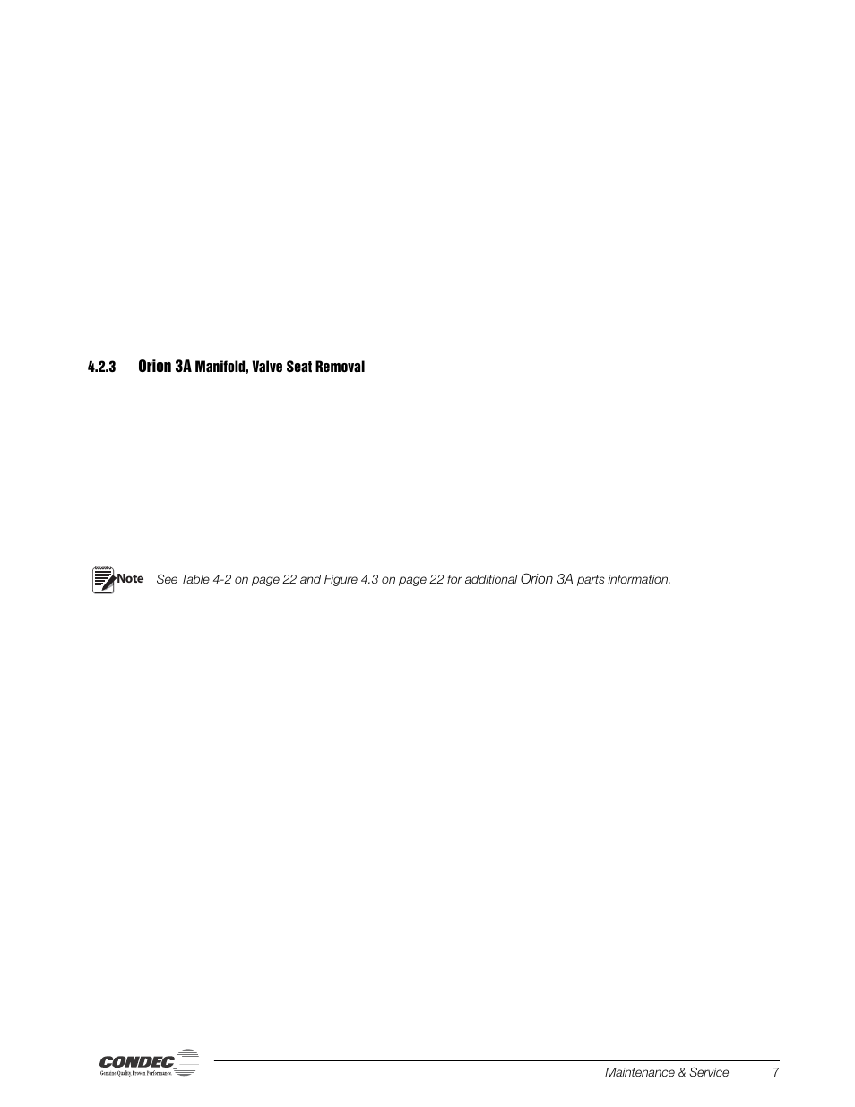3 orion 3a manifold, valve seat removal, Orion 3a manifold, valve seat removal | Condec PIN8010 User Manual | Page 13 / 41