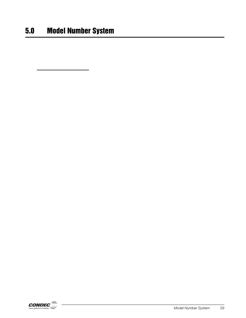 0 model number system, Model number system | Condec PIN8010 User Manual | Page 34 / 41