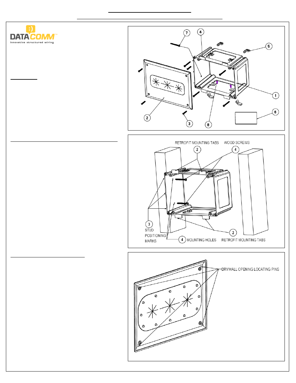 DataComm 45-0010 Recessed Media Box User Manual | 2 pages