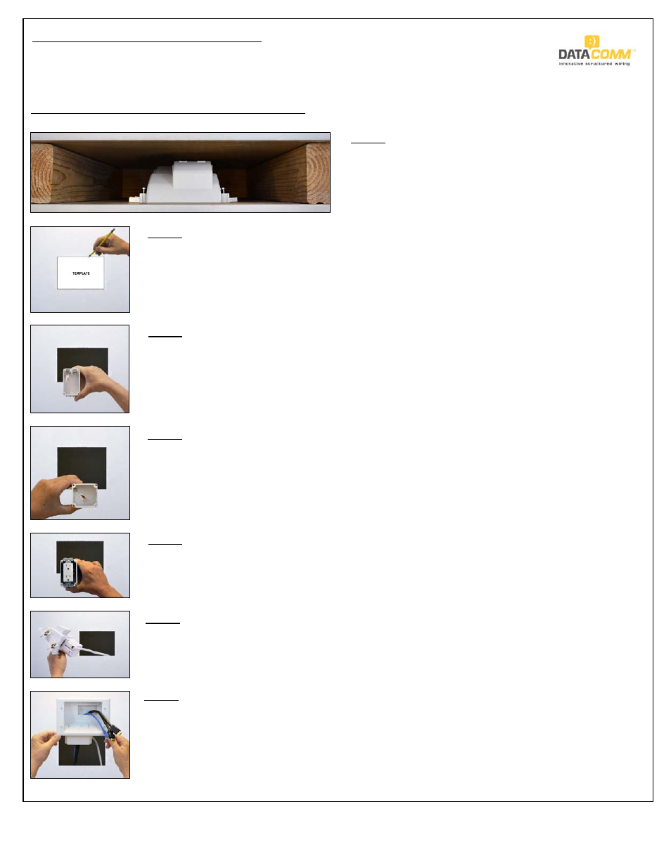 DataComm 45-0028-WH Recessed Pro-Power Kit User Manual | Page 2 / 8