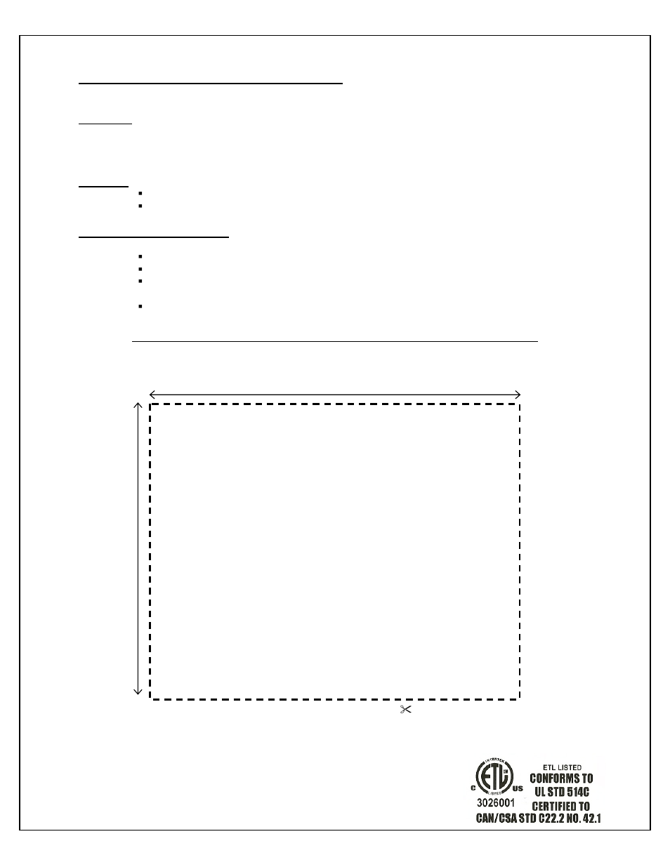 Template, Recessed cable plate with recessed power, Actual size | DataComm 45-0021 Recessed Low Voltage Cable Plate with Recessed Power User Manual | Page 2 / 2