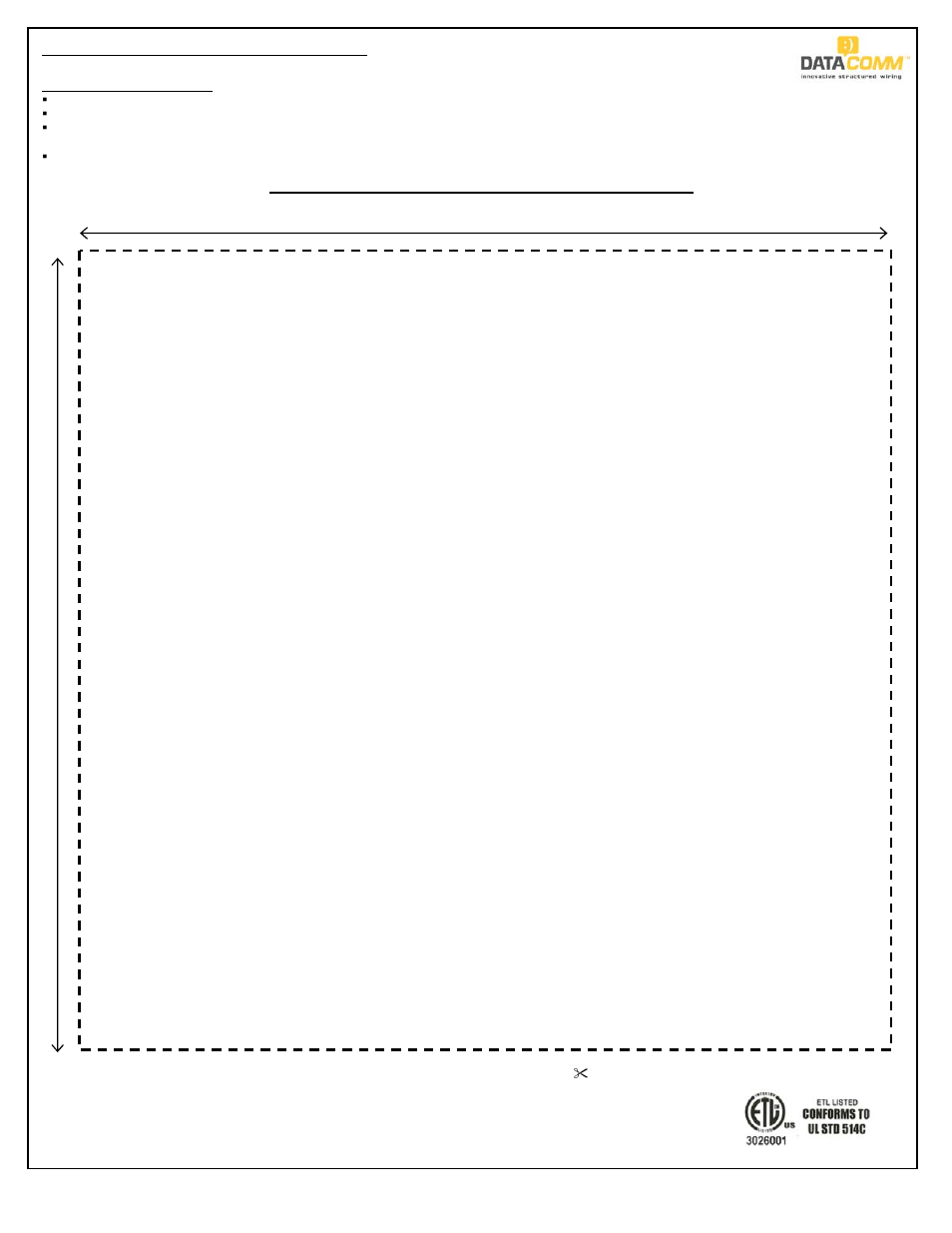 Template | DataComm 45-0031-WH Recessed Low Voltage Media Plate with Duplex Receptacle User Manual | Page 2 / 8