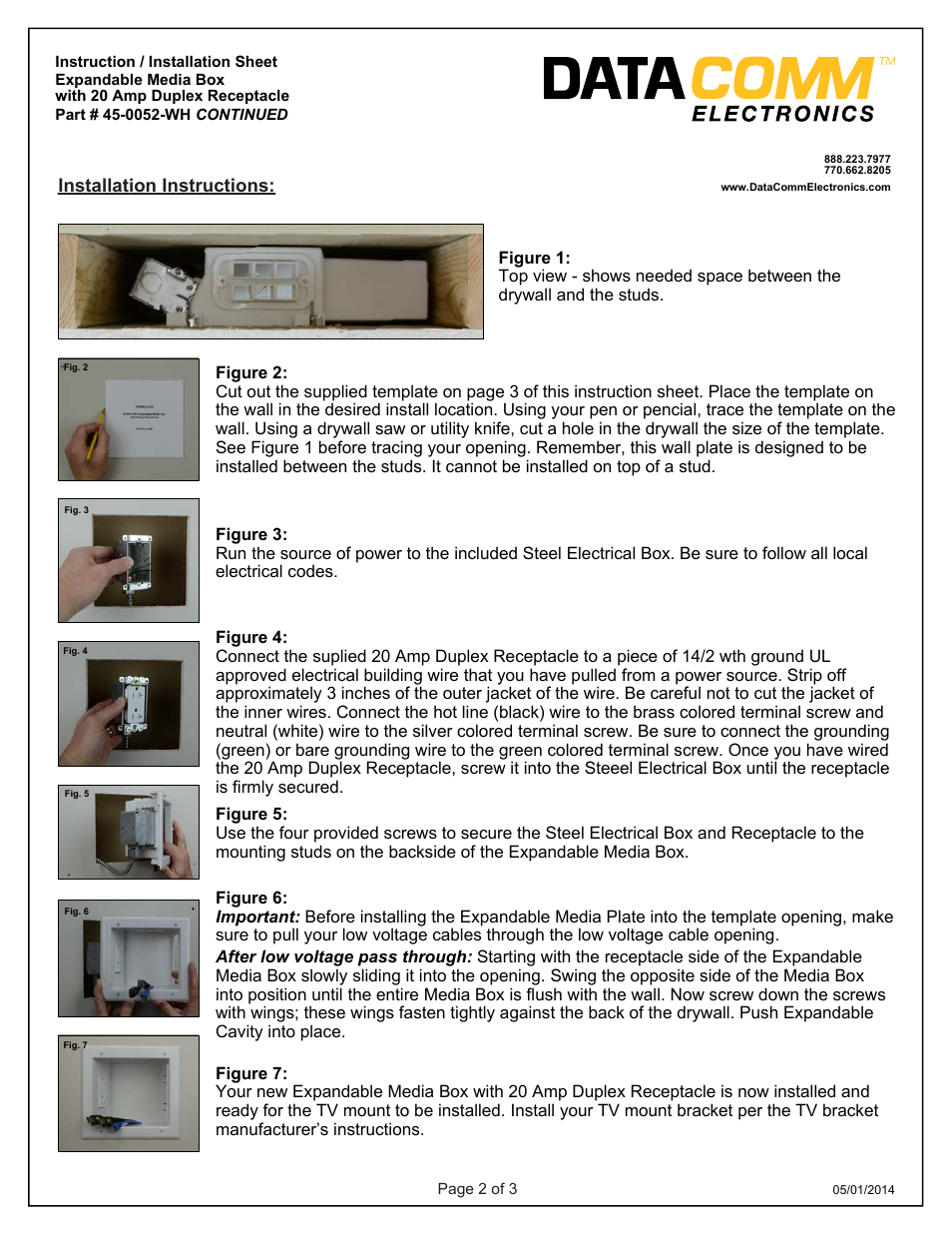 DataComm 45-0051-WH Expandable Media Box with Duplex Receptacle User Manual | Page 5 / 9