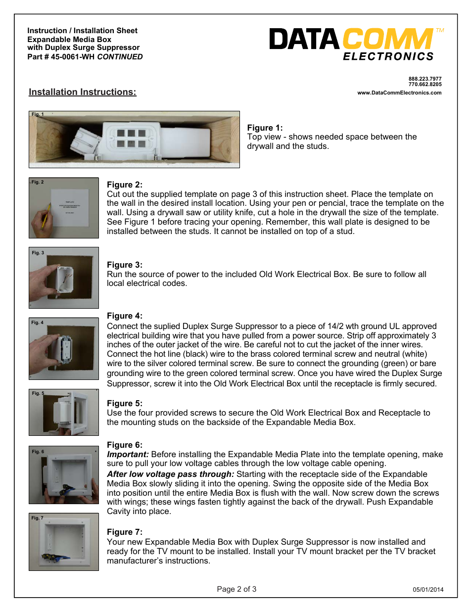 DataComm 45-0051-WH Expandable Media Box with Duplex Receptacle User Manual | Page 8 / 9