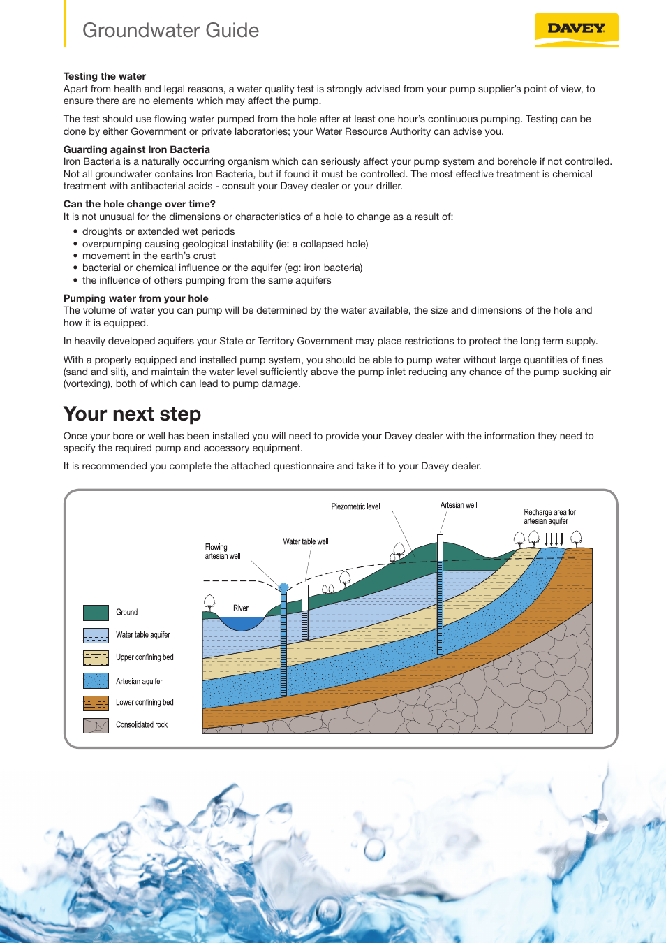 Your next step, Groundwater guide | Davey Groundwater Guide User Manual | Page 3 / 4