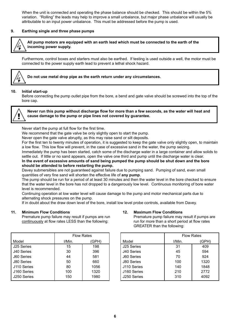 Davey 4 Submersible Borehole Pumps SERIES J User Manual | Page 6 / 12