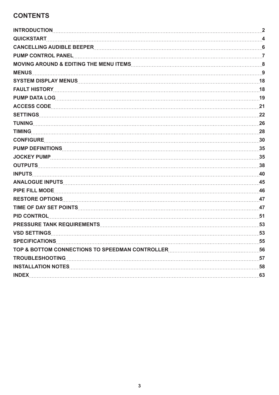 Davey Speedman Dual Pump Variable Speed Pump Control System User Manual | Page 3 / 64