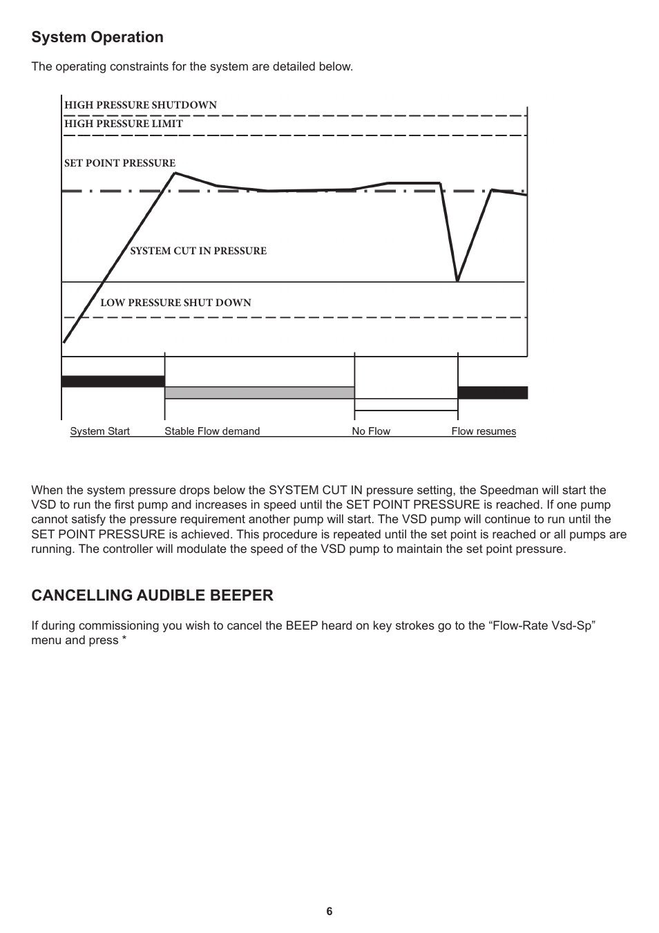 System operation, Cancelling audible beeper | Davey Speedman Dual Pump Variable Speed Pump Control System User Manual | Page 6 / 64