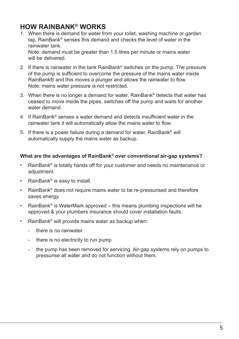 How rainbank, Works | Davey RAINBANK WALL MOUNTED CABINET SYSTEM User Manual | Page 5 / 20