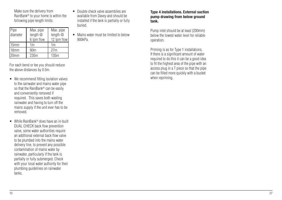 Davey RAINBANK WITH SUBMERSIBLE PUMP User Manual | Page 10 / 18