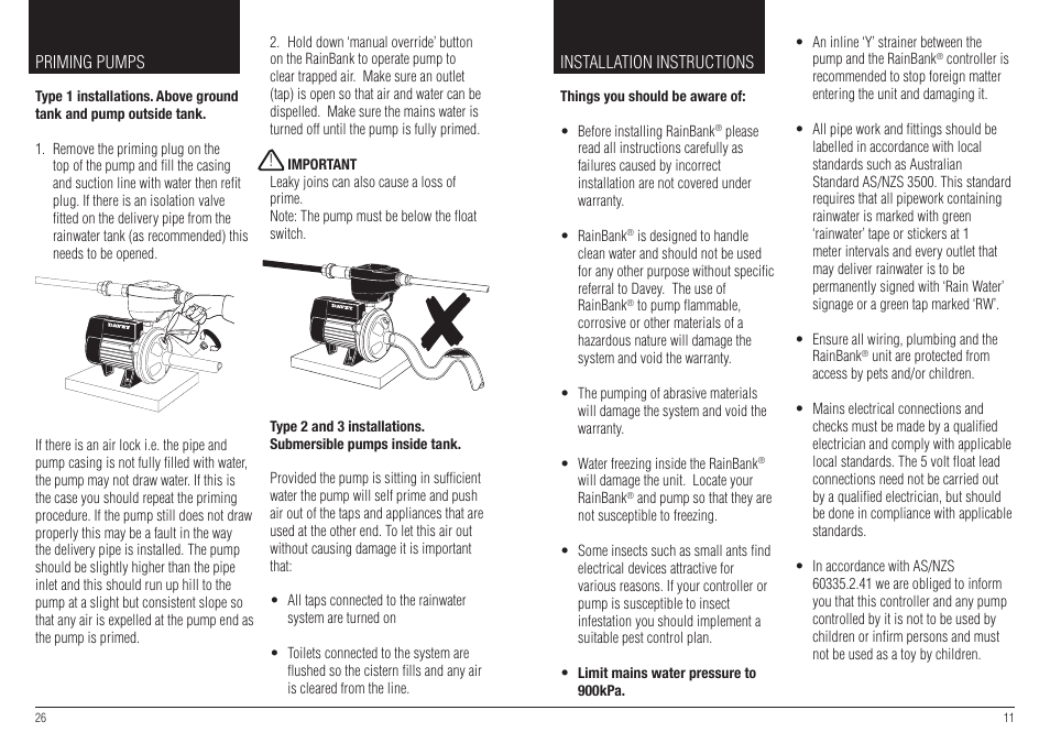 Davey RAINBANK WITH SUBMERSIBLE PUMP User Manual | Page 11 / 18