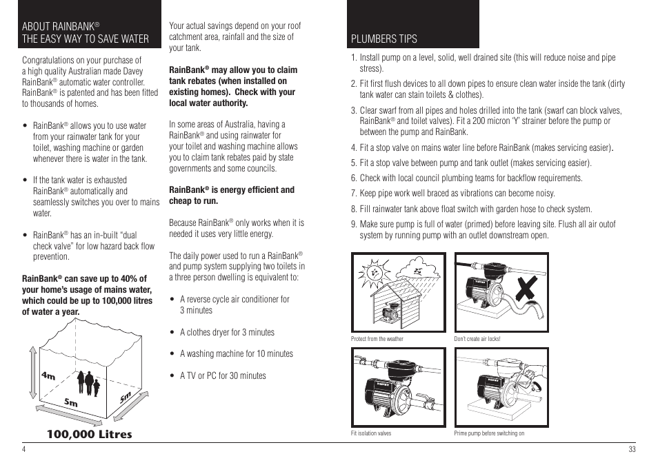 Davey RAINBANK WITH SUBMERSIBLE PUMP User Manual | Page 4 / 18