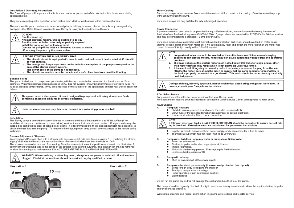 Davey Dynapond Pond Pump User Manual | Page 2 / 2