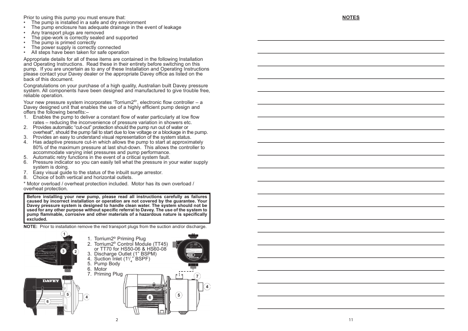 Davey HP/T & HS/T Pressure Systems with Torrium2 User Manual | Page 2 / 6