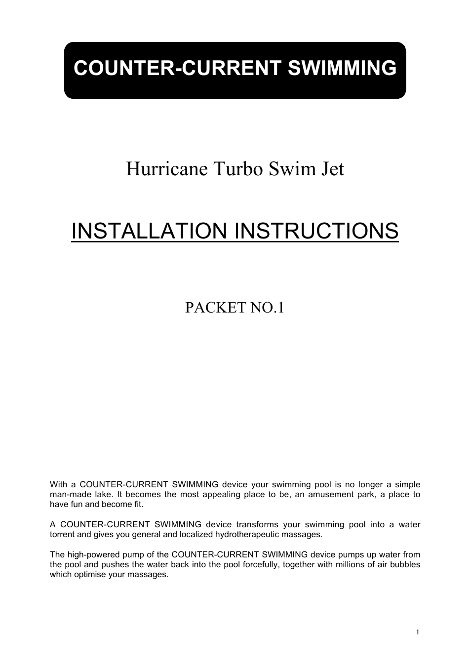 Davey Hurricane Turbo Swim Jet User Manual | 8 pages