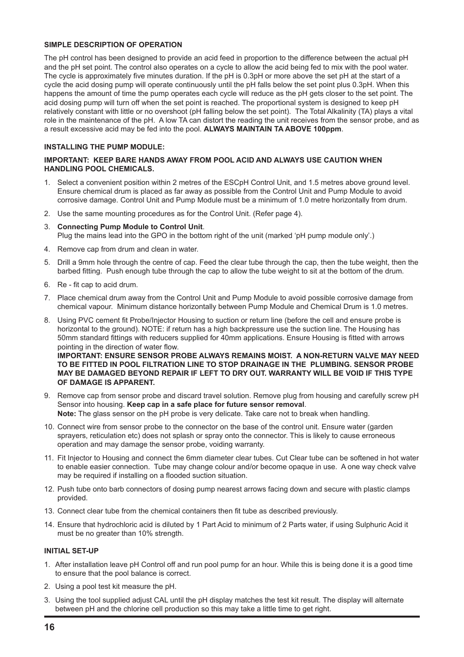 Davey MCxxC CHLOROMATIC Salt Water Pool System User Manual | Page 16 / 20