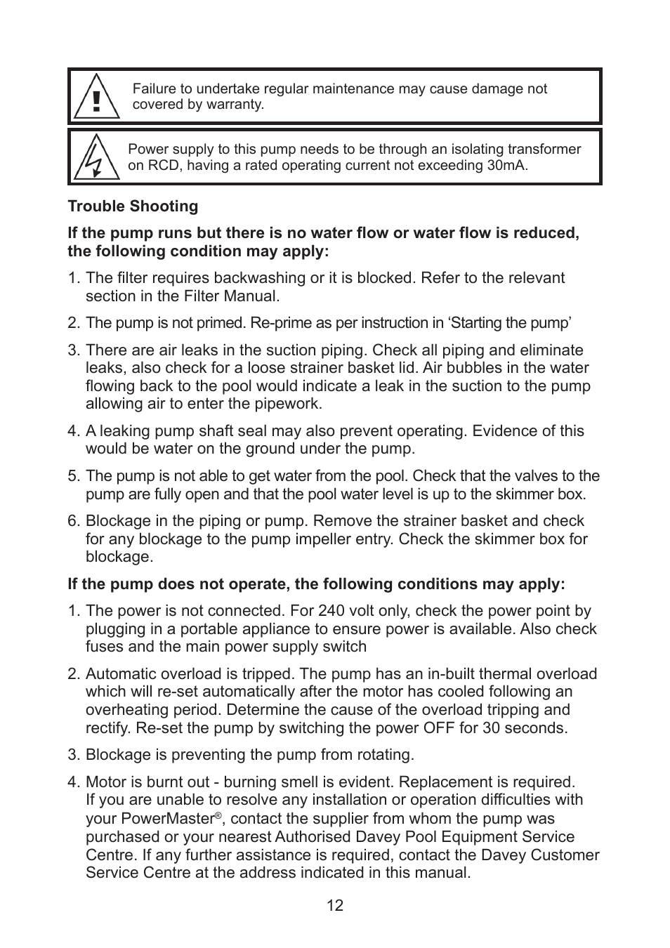 Davey PowerMaster ECO-SERIES User Manual | Page 12 / 16