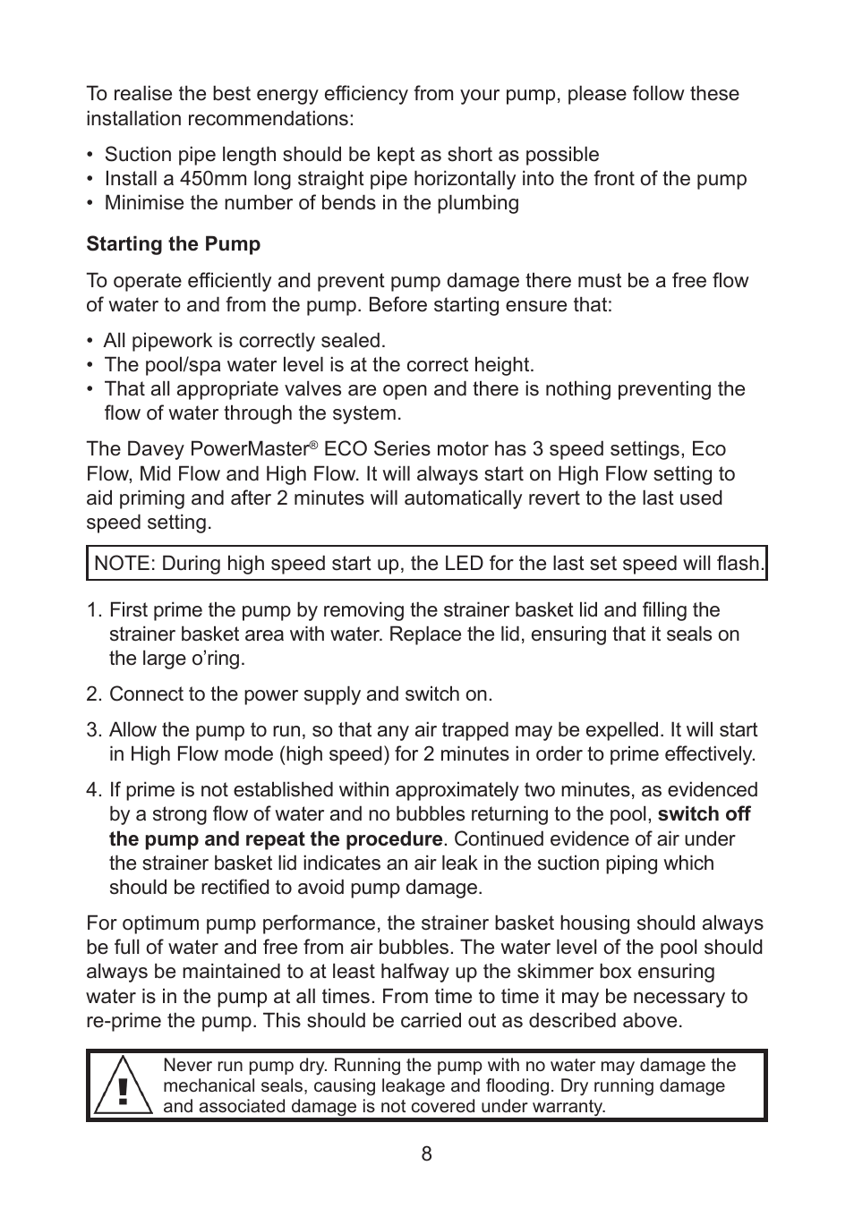 Davey PowerMaster ECO-SERIES User Manual | Page 8 / 16