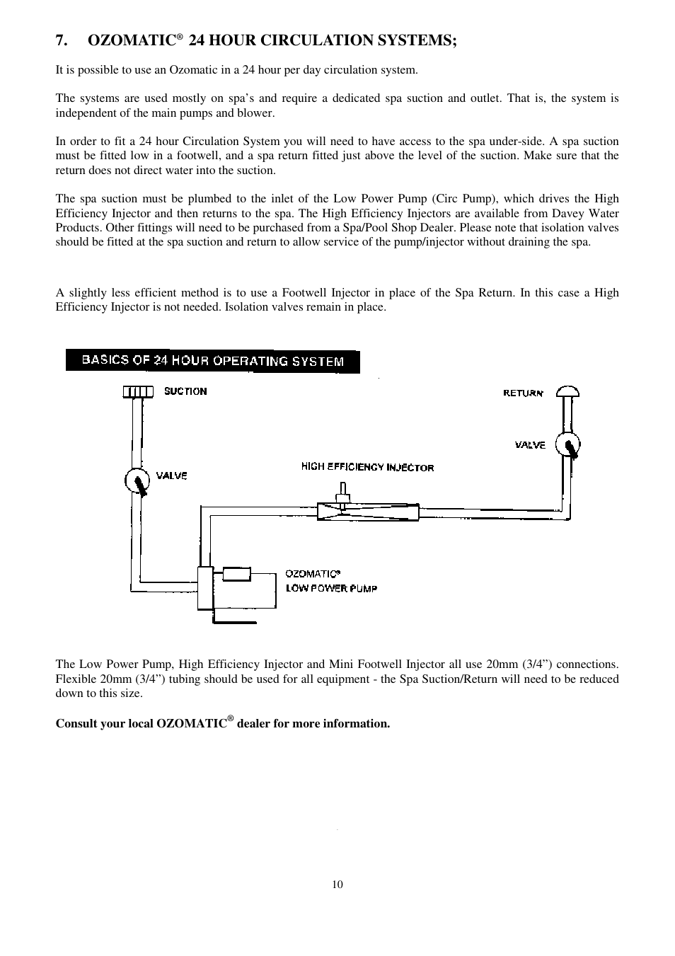 Ozomatic, 24 hour circulation systems | Davey OZOMATIC OZONE GENERATORS User Manual | Page 10 / 12