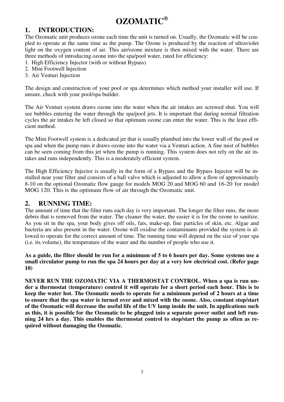 Ozomatic | Davey OZOMATIC OZONE GENERATORS User Manual | Page 3 / 12