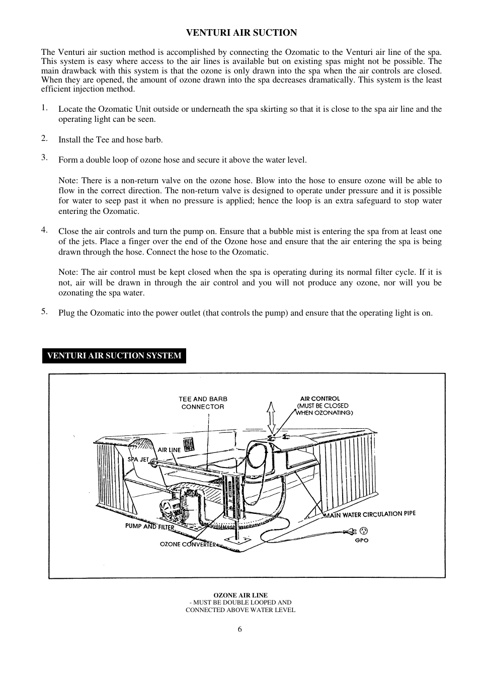 Venturi air suction | Davey OZOMATIC OZONE GENERATORS User Manual | Page 6 / 12
