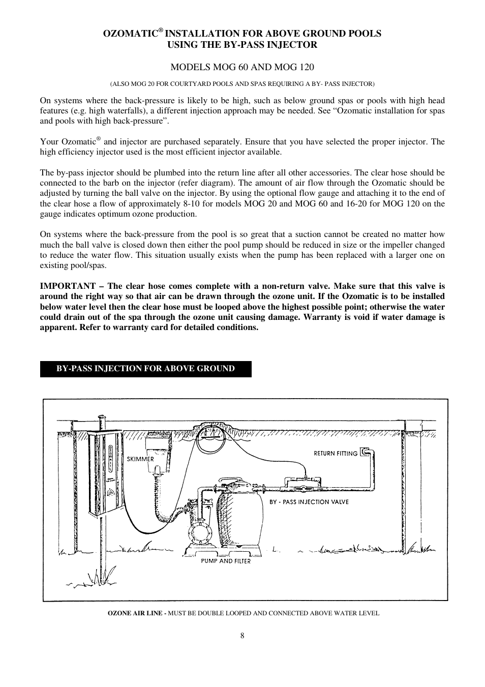 Ozomatic | Davey OZOMATIC OZONE GENERATORS User Manual | Page 8 / 12