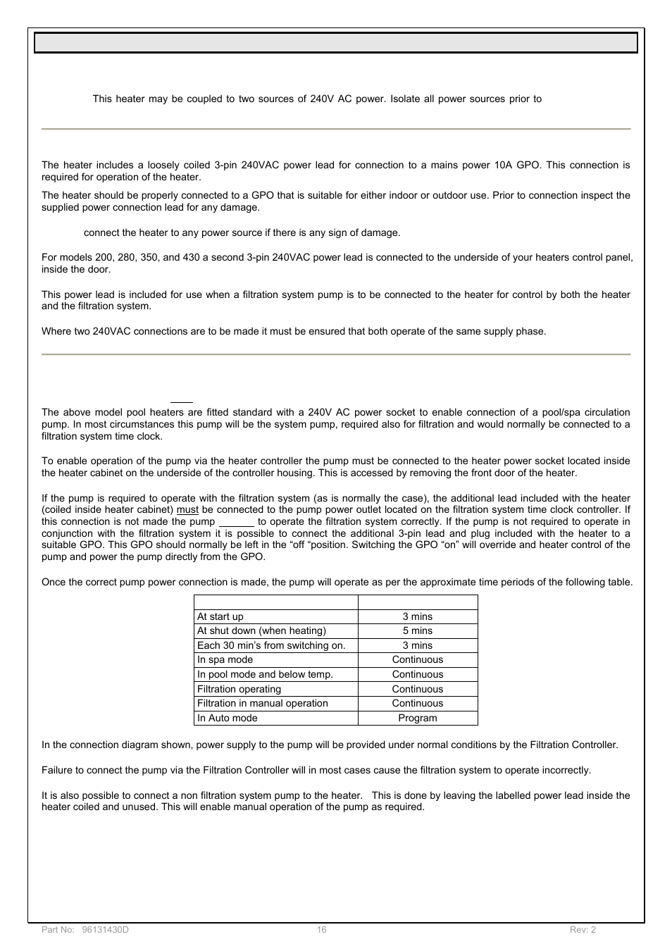 Electrical connections | Davey POOL AND SPA GAS HEATERS User Manual | Page 16 / 27