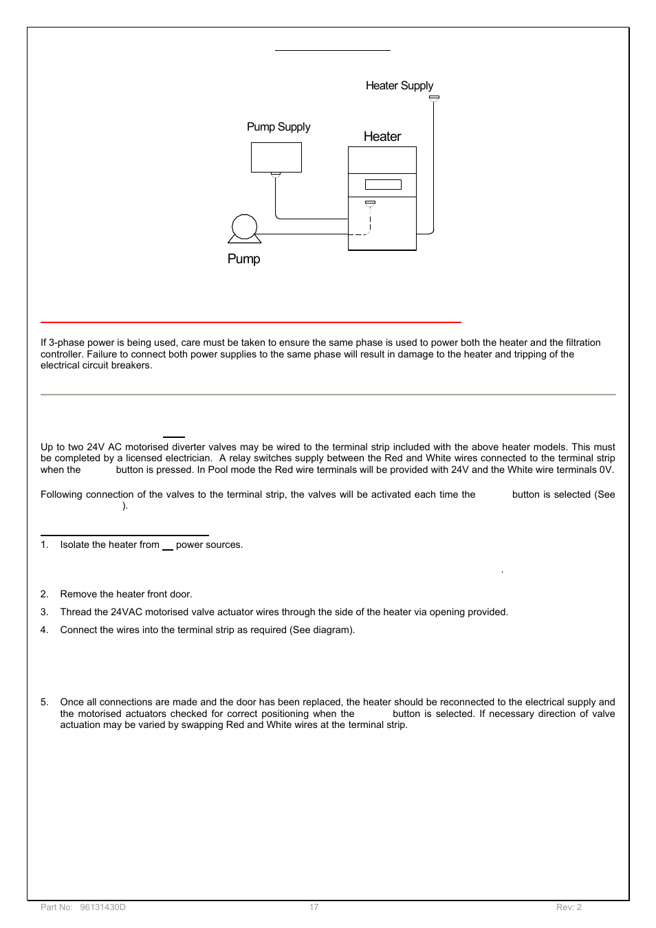 Pump connection, Heater, Pump | Davey POOL AND SPA GAS HEATERS User Manual | Page 17 / 27