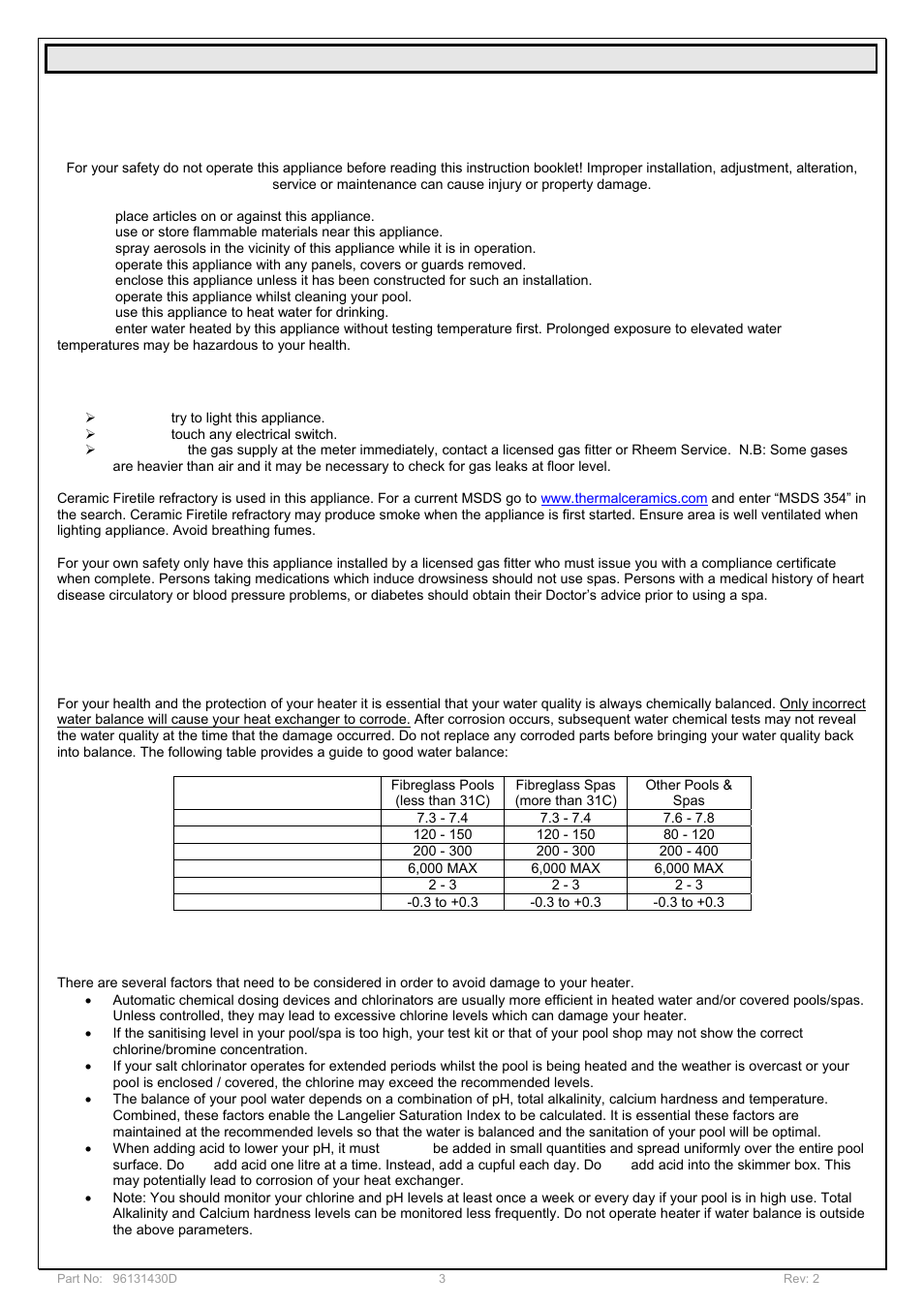 Safety | Davey POOL AND SPA GAS HEATERS User Manual | Page 3 / 27