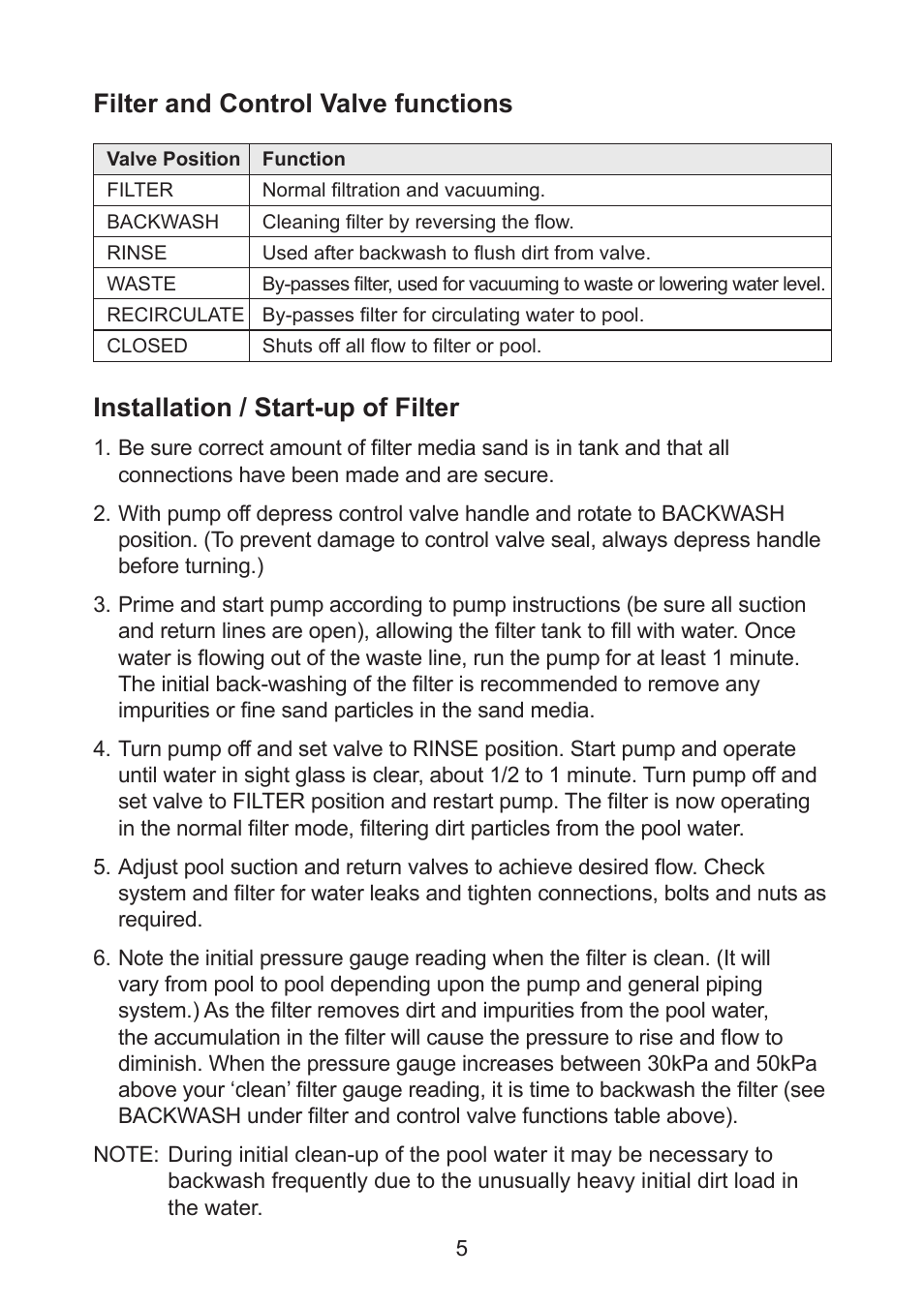 Davey ECOPURE F14, F16, F18, F21, F25 & F28 Fibreglass Media Filters User Manual | Page 5 / 8