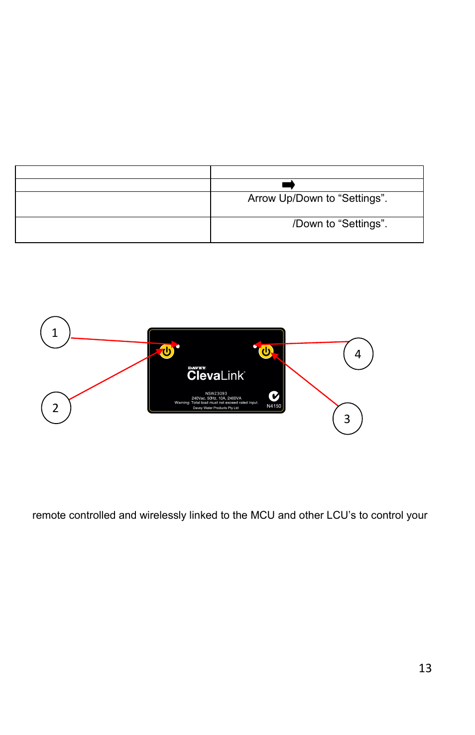 Davey CLEVALINK SYSTEM CONTROLS User Manual | Page 13 / 16