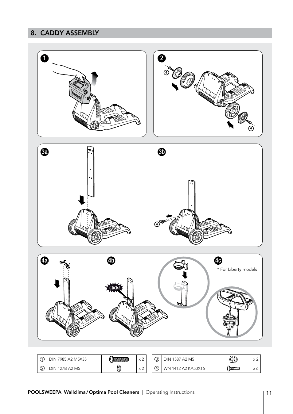 Caddy assembly | Davey PoolSweepa Wallclima/Optima Pool Cleaners User Manual | Page 13 / 16