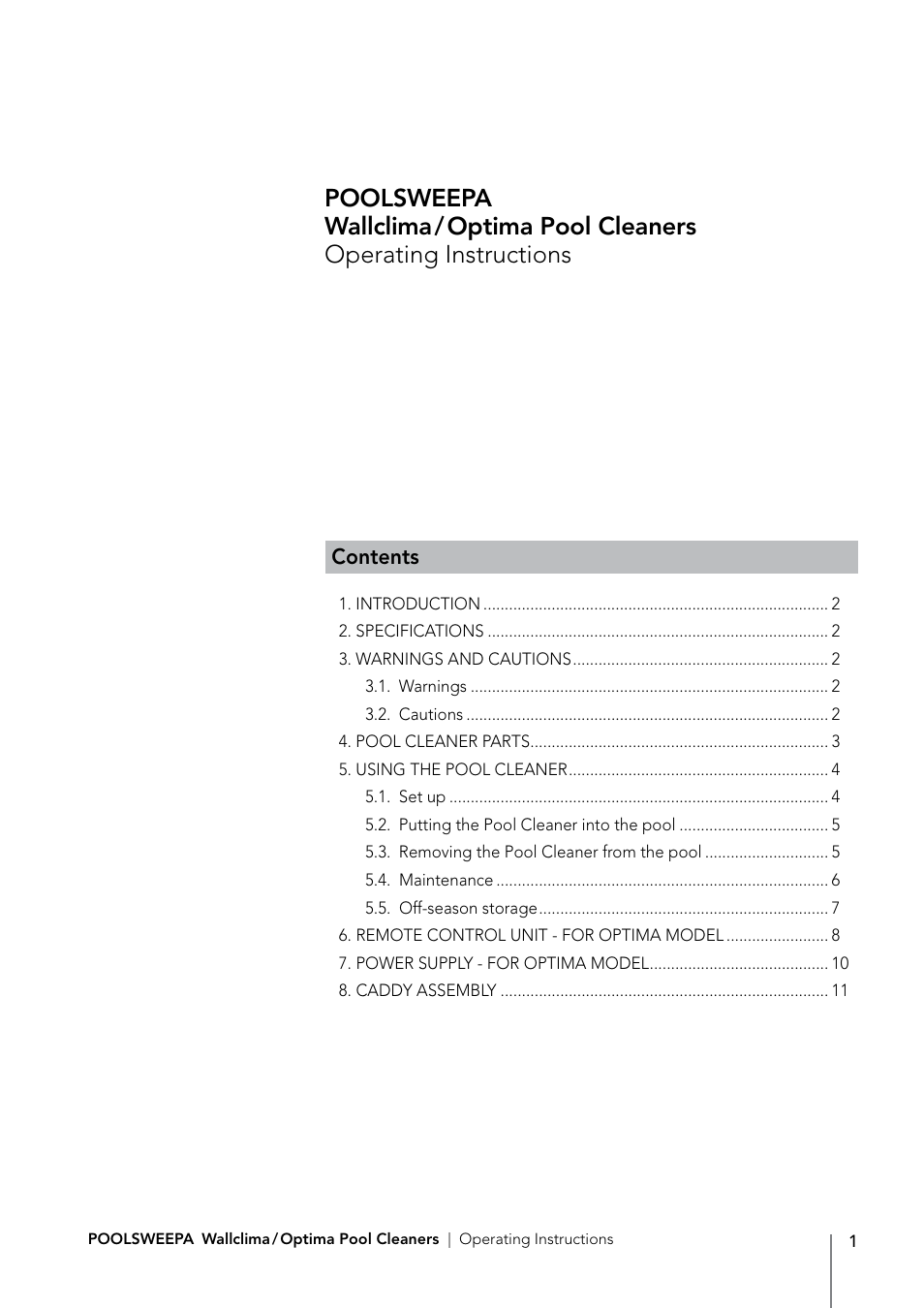 Davey PoolSweepa Wallclima/Optima Pool Cleaners User Manual | Page 3 / 16