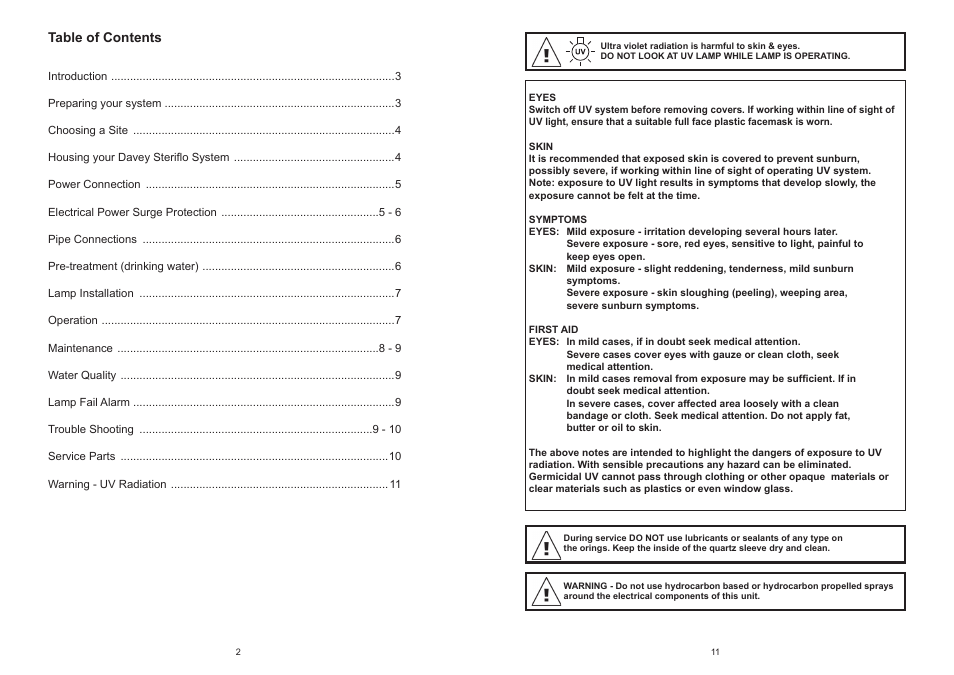 Davey UV40-20/UV75-25/UV130-40 Steriflo Ultra Violet Water Treatment Systems User Manual | Page 2 / 6