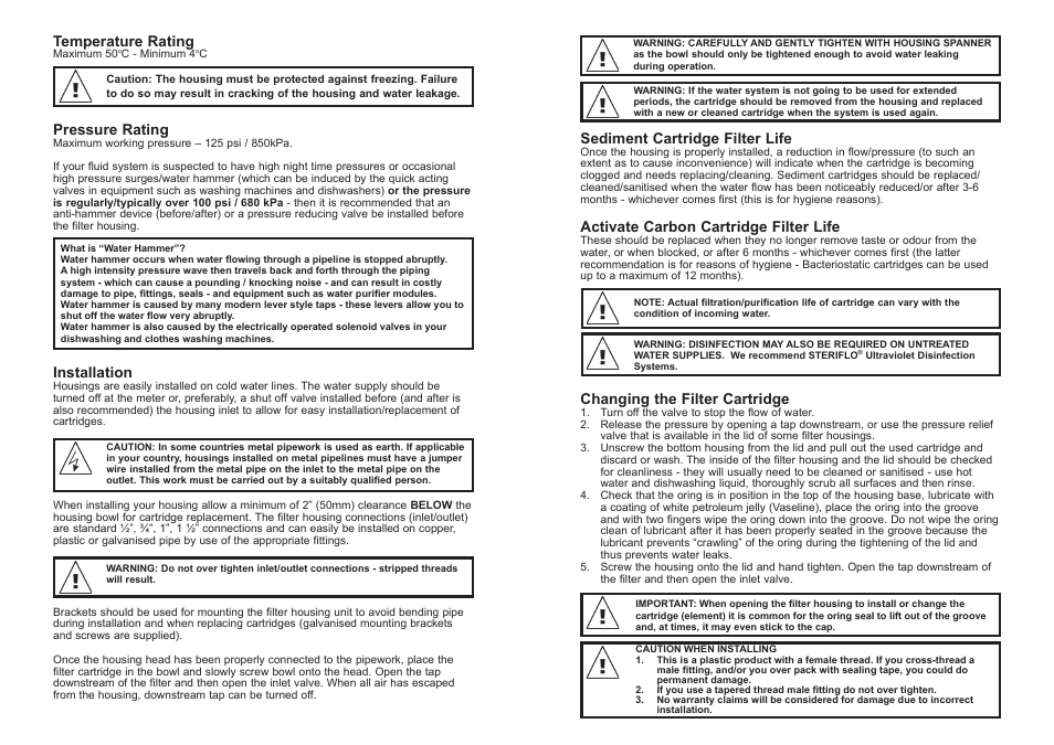 Davey Housings & Cartridges User Manual | Page 2 / 2