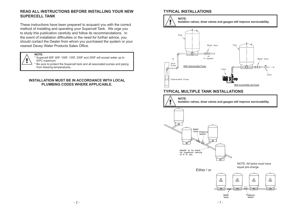 Davey SUPERCELL 60F, 80F, 100F, 130F, 200F, & 250F PRESSURE TANKS User Manual | Page 2 / 4