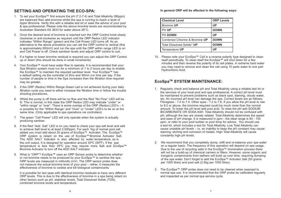 Davey EcoSpa Salt Water Spa Sanitisation System User Manual | Page 6 / 6