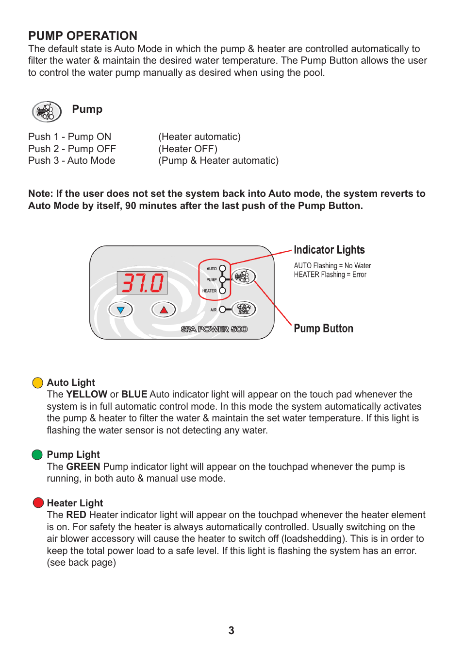 Pump operation | Davey SP500 Series SPAPOWER CONTROLLERS User Manual | Page 6 / 8