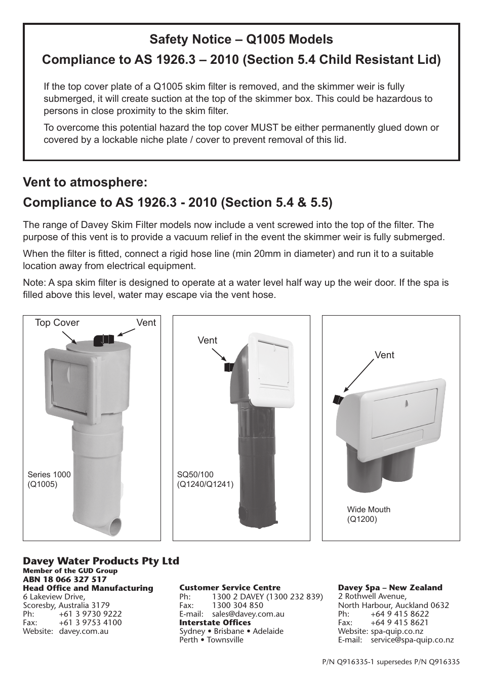 Davey Skim Filter Wide Mouth User Manual | Page 2 / 2