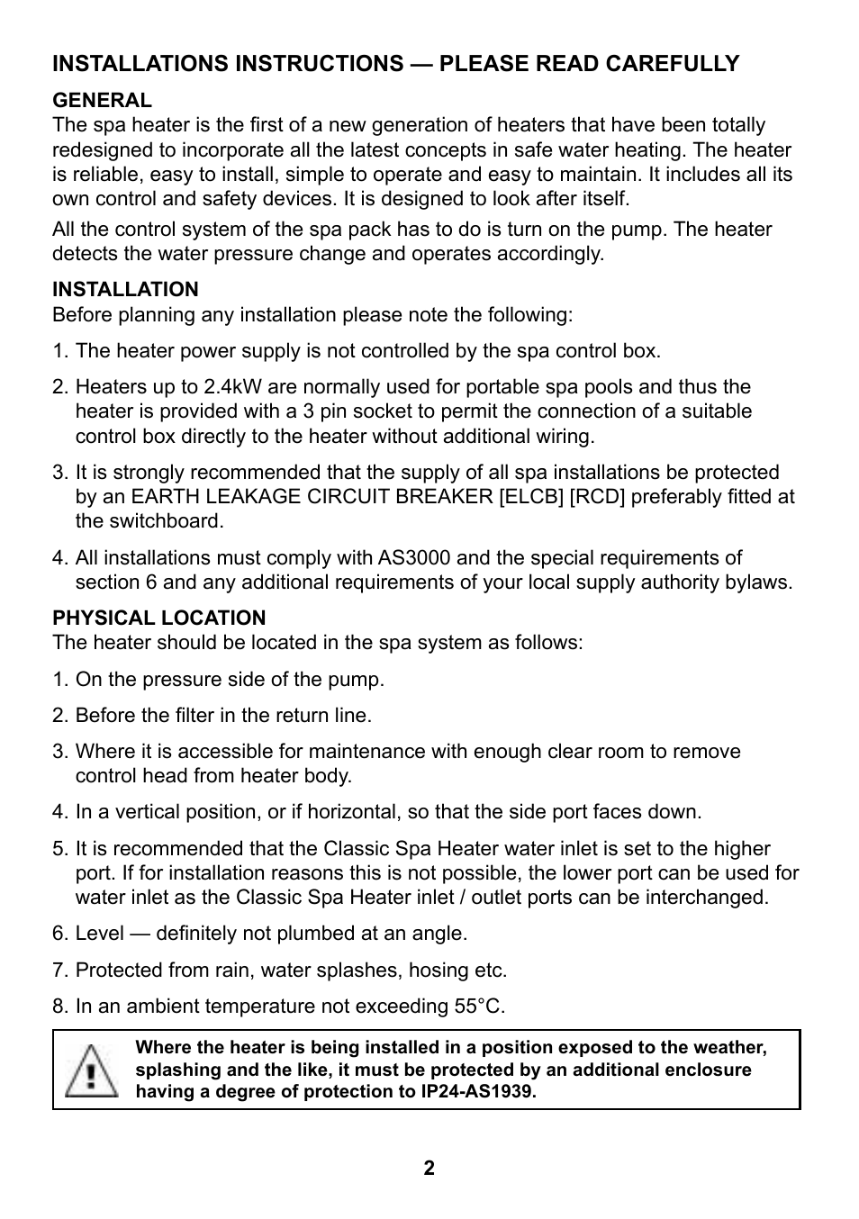 Davey SPAPOWER CLASSIC HEATER User Manual | Page 2 / 8